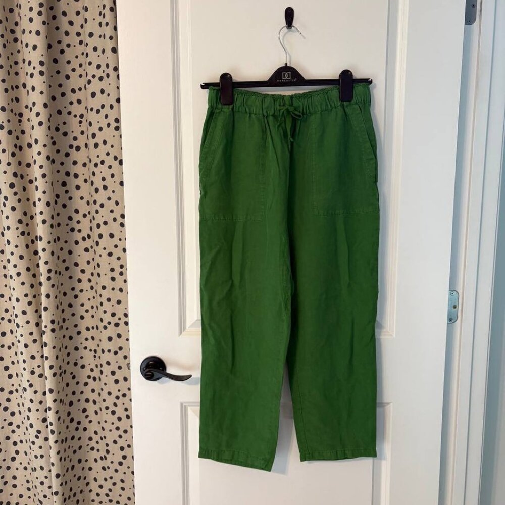 Zara Kelly Green Linen Blend Drawstring Pants - Picture 3 of 10